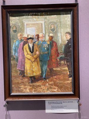 Прибытие послов. Картон, масло. Художник Дж.Кожахметов.