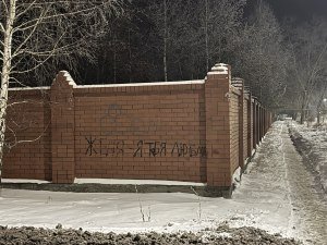Надпись на заборе: «Женя я тбя люблю»